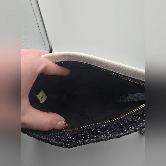 Kate Spade ♠️ Black W/ Silver Hardware Glitter Minaudière Crossbody (EUC)🩶♠️🩶 - Picture 6 of 9